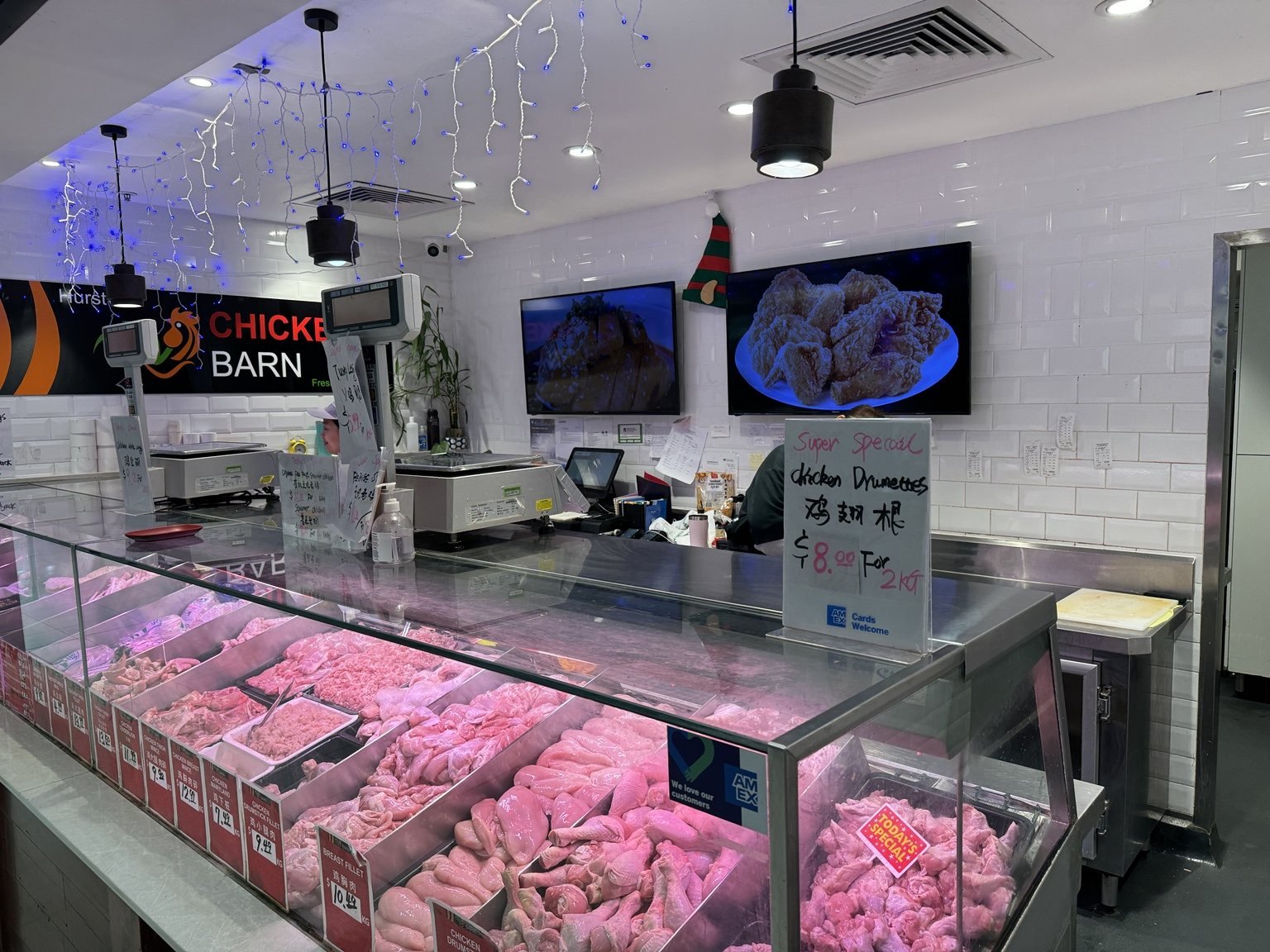 Fresh poultry display at Hurstville Chicken Barn